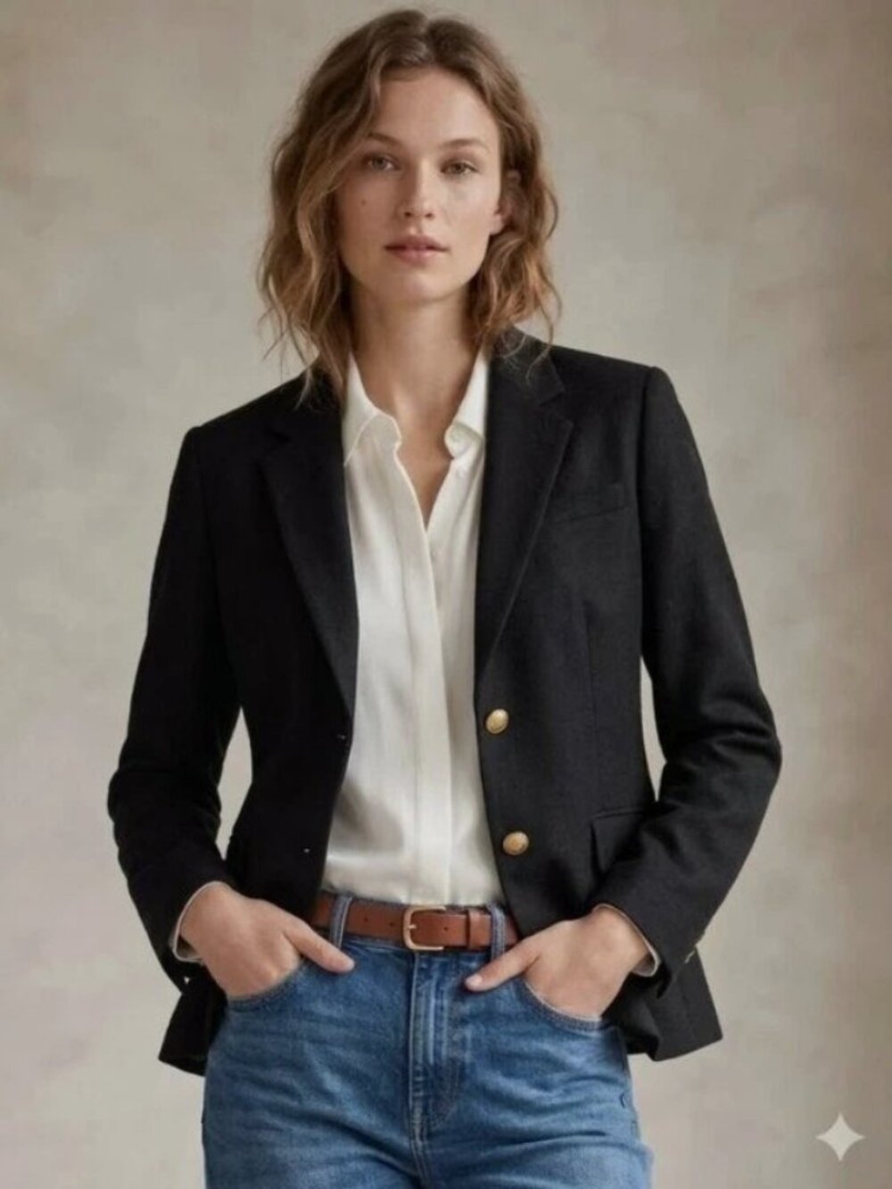 J. Crew Wool Blend Schoolboy Blazer Black Gold Buttons Sz 12